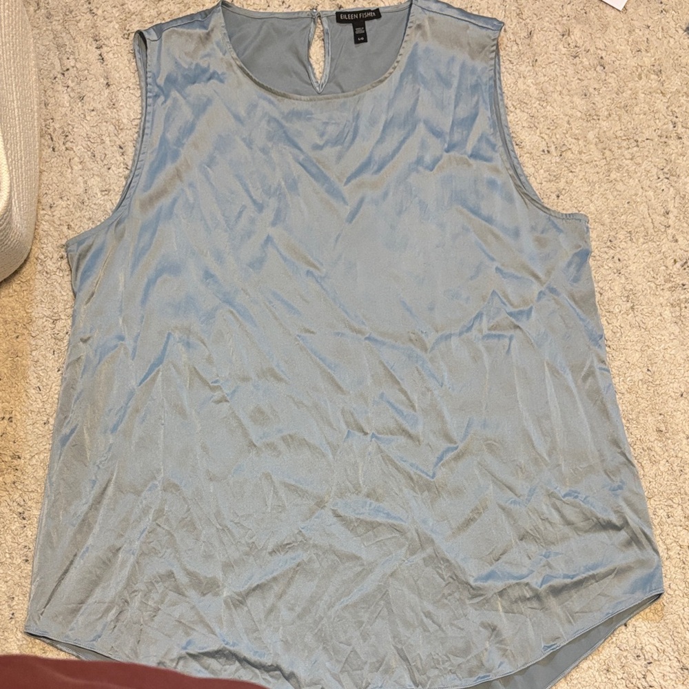 Eileen Fisher Powder Blue Sleeveless Silk top